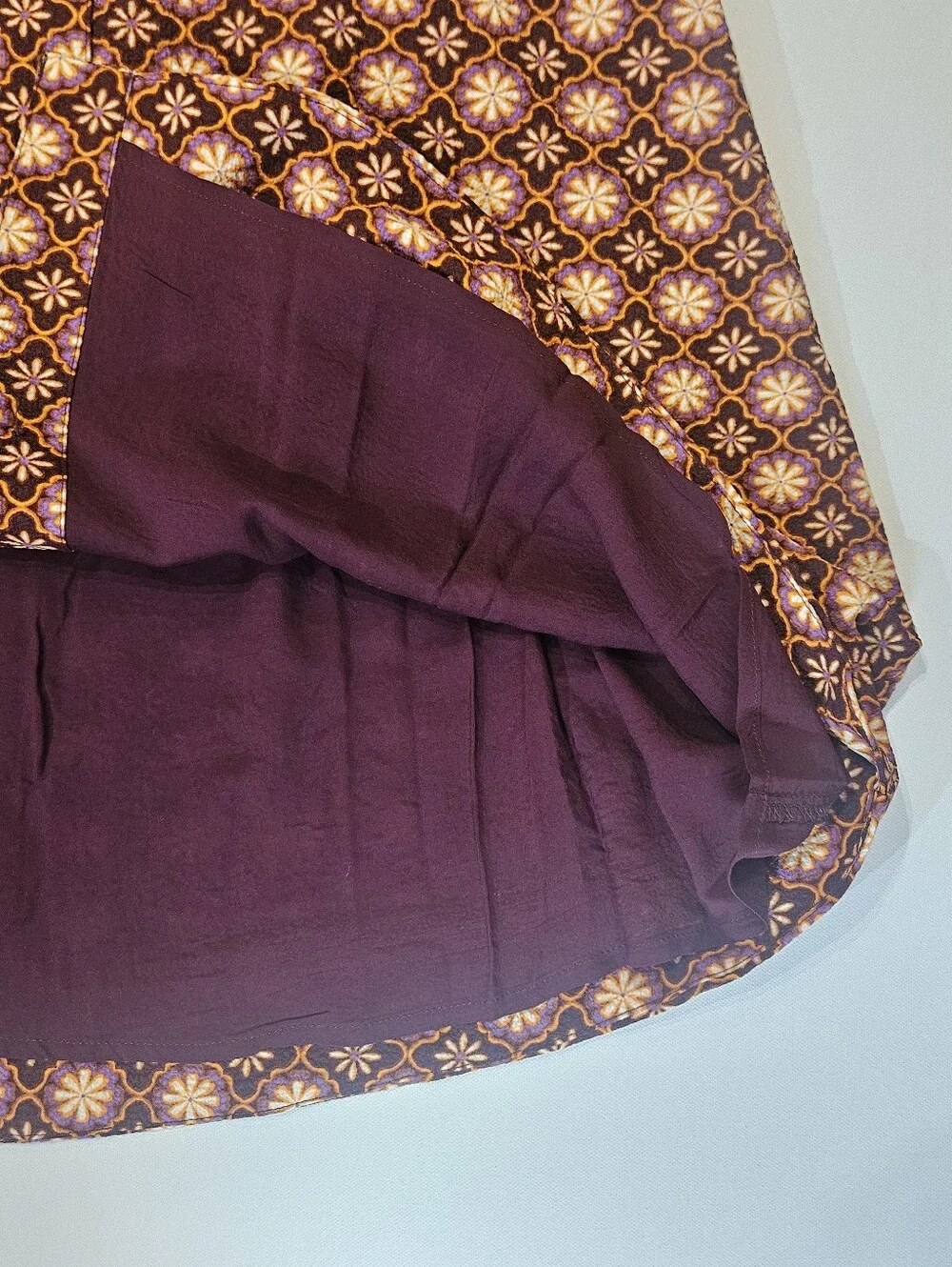 NWT Draper James Midi Skirt Womens XS Gold‎ Brown Black Geometric Gathered Waist